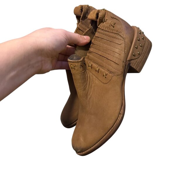 Naughty Monkey Leather Studded Pull On Boots Brown Boho - Picture 4 of 8